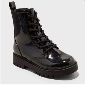 Girls’ Rochelle Glitter Zipper Lace-Up Combat Boots - Art Class size 5